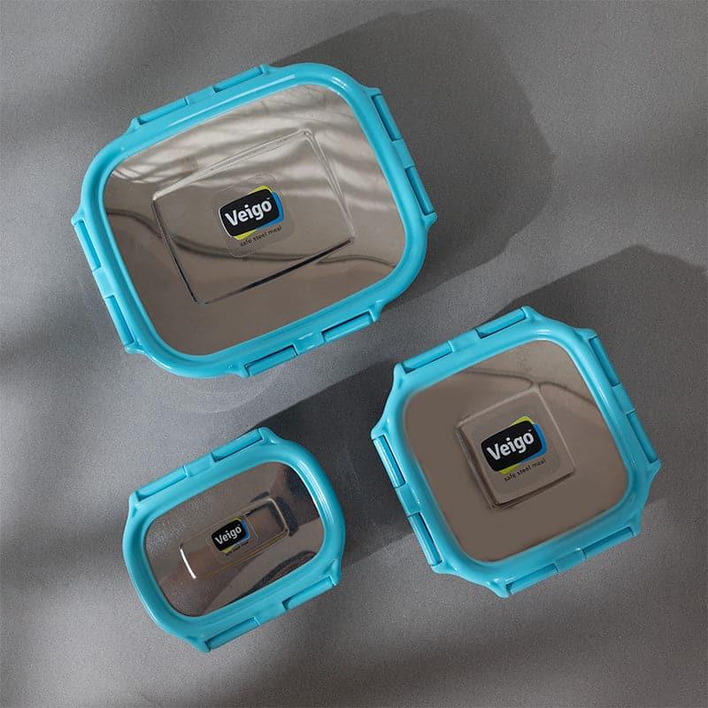 Savory Sam Aqua Lunch Box (550/300/150 mL) - Three Piece Set