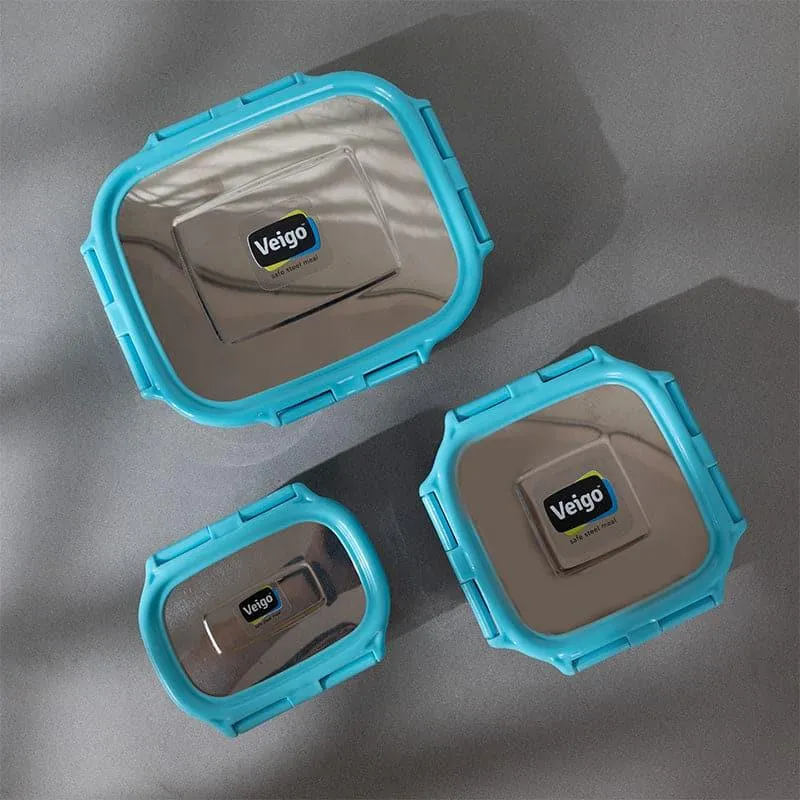 Savory Sam Aqua Lunch Box (550/300/150 mL) - Three Piece Set media 1