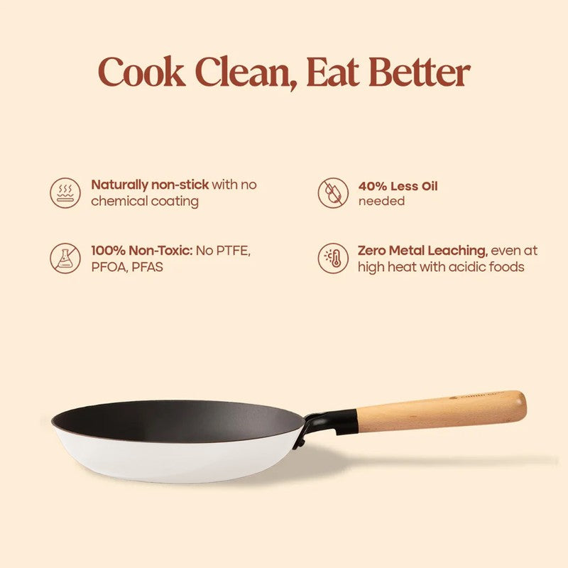 Cumin Co Enamel Cast Iron Frying Pan (White) - 1500 mL media 14