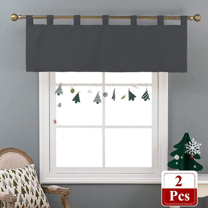 Tab Tale Flat Curtain Valance (Grey) - Set Of Two media 5