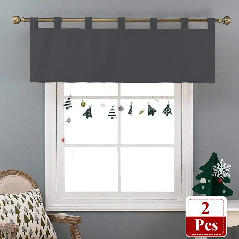 Tab Tale Flat Curtain Valance (Grey) - Set Of Two media 5