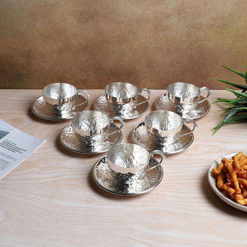 Vincent Steel Cup & Saucer (200 mL) - Twelve Piece Set - Product Size