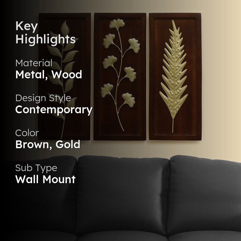 Golden Herbarium Metal & Wood Wall Accent - Set Of Three media 2