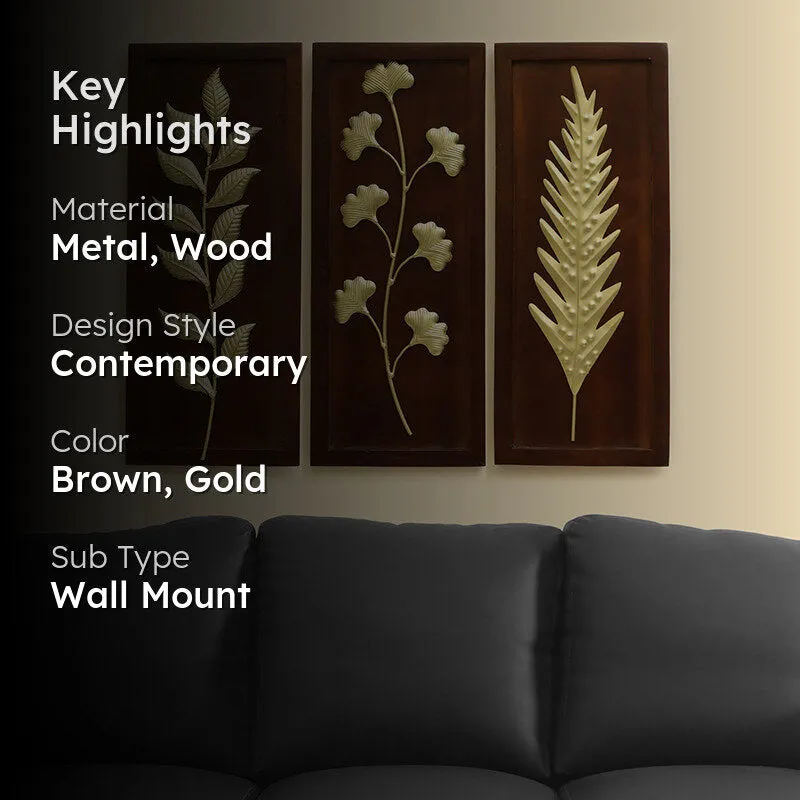 Golden Herbarium Metal & Wood Wall Accent - Set Of Three media 2