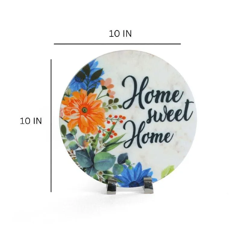 Home Sweet Home Floral Printed Marble Showpiece media 6