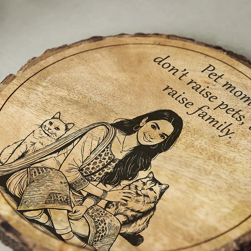 Pet Moms & Family Wood Showpiece - Round media 4