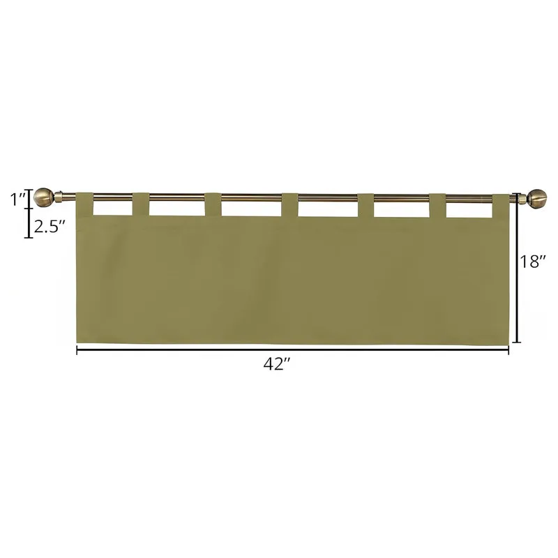 Tab Tale Flat Curtain Valance (Dark Khaki) - Set Of Two media 8