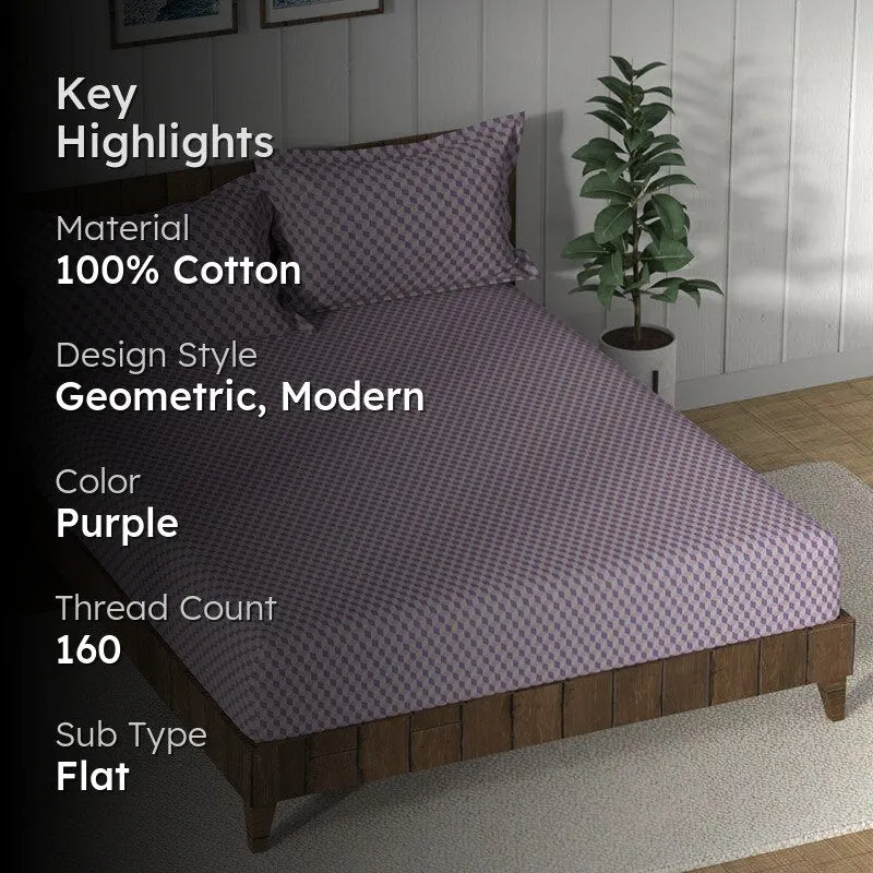 Nautica Velvet Cloud Cotton Bedsheet (Lilac) - 160 TC media 2