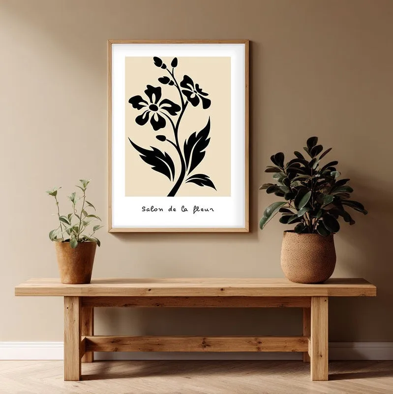 Bold Bloom Canvas Wall Painting With Brown Frame media 1