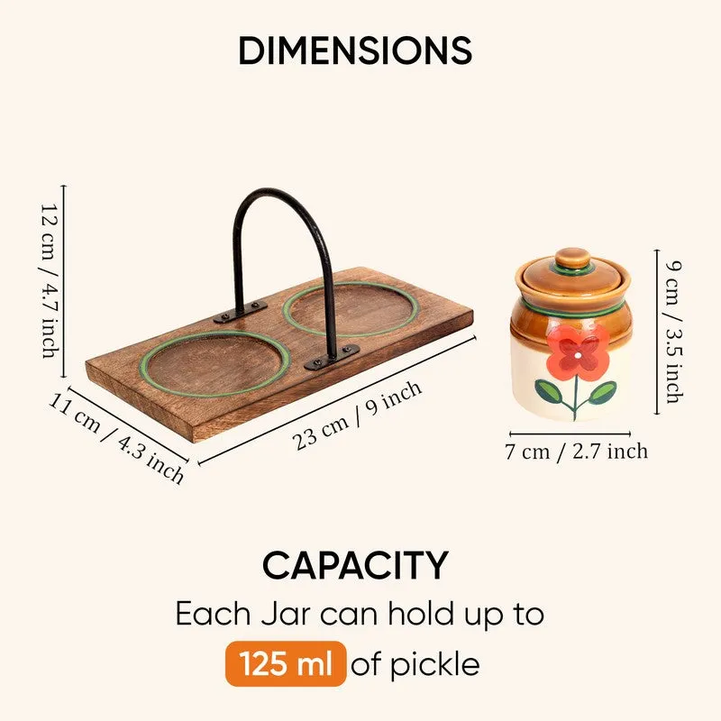 Achaari Ceramic Jar with Stand -Three Piece Set media 11