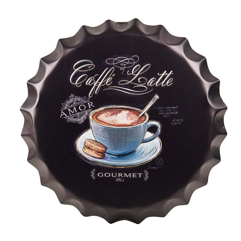 Caffe Latte Bottle Cap Metal Wall Accent media 3
