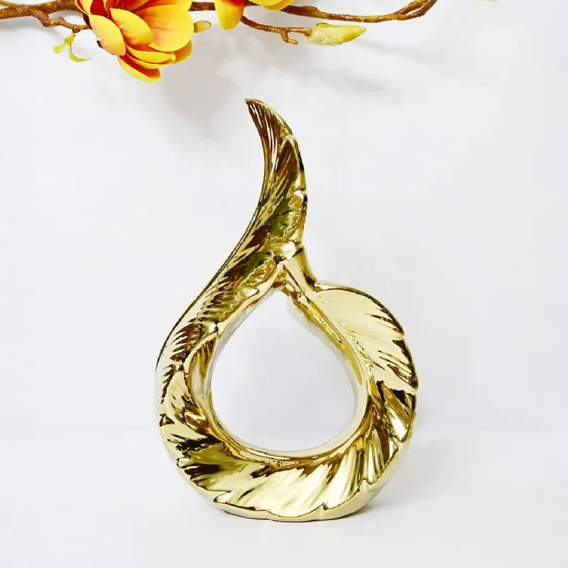 Zynera Emerald Curve Decorative Showpiece - Gold media 4