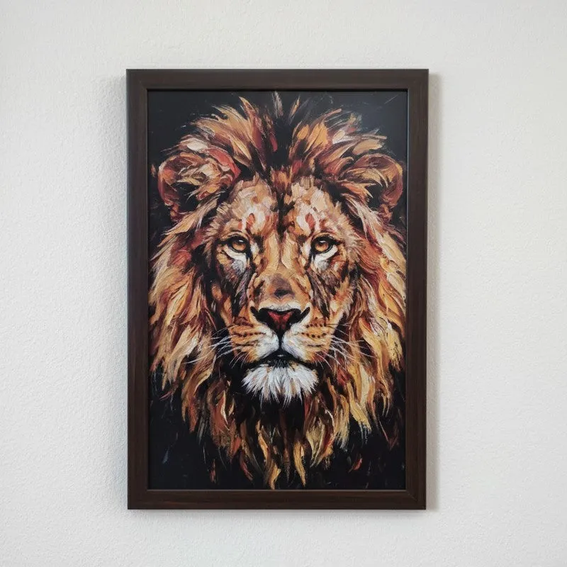 Majestic Wildlife Portrait Wall Painting With Frame - Set Of Three media 3
