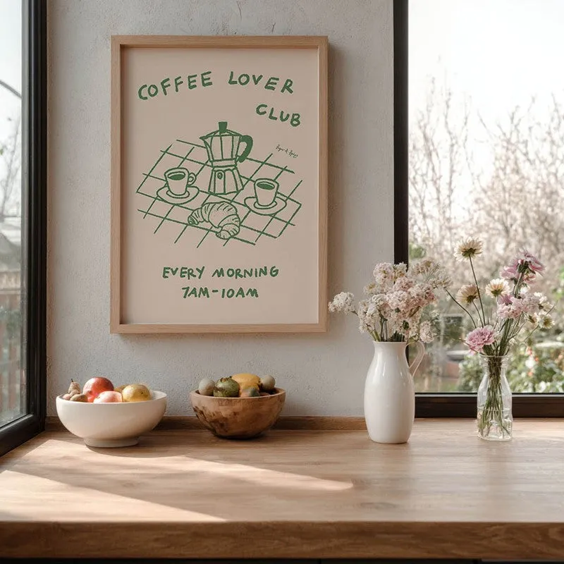 The Coffee Club Archival Canvas Wall Art - Brown media 6