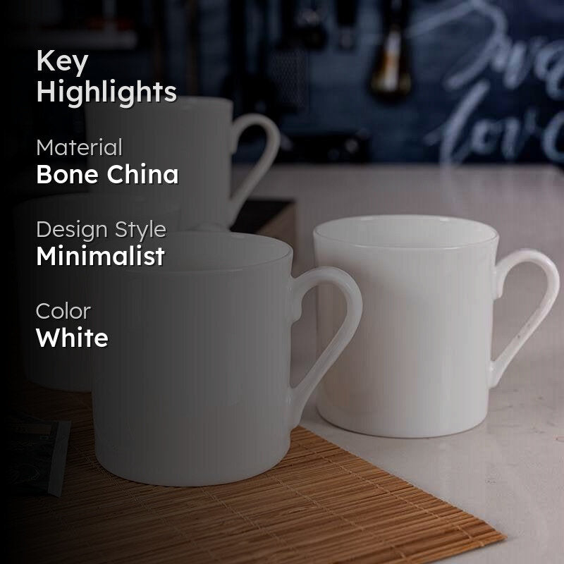 Sonaki Whitney Bone China Coffee Mug (360 mL Each) - Set of Four media 2
