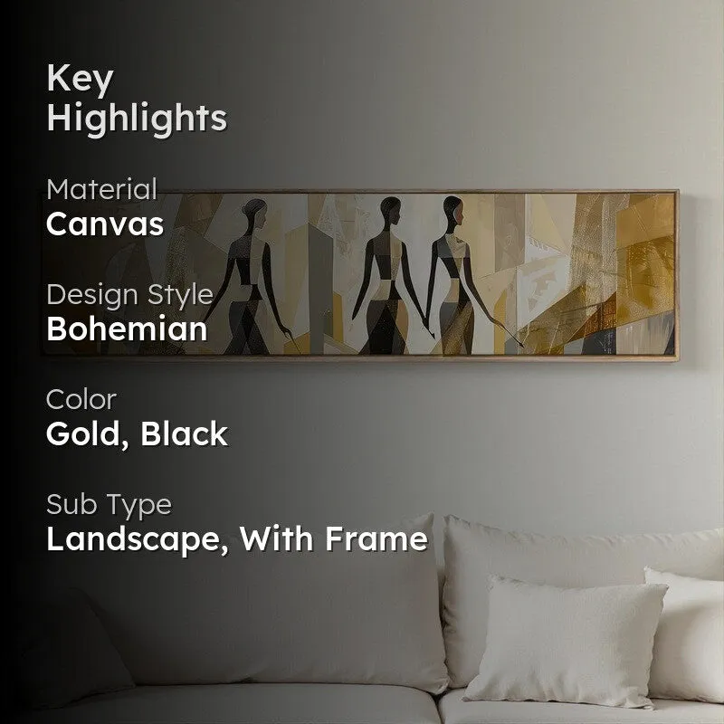 Earthy Silhouettes Boho Canvas Wall Art With Frame - Brown media 2
