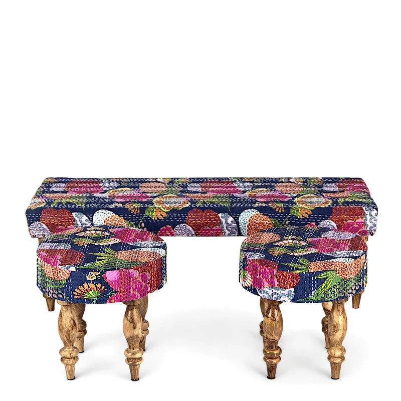 Azora Sheesham Wooden Accent Furniture (Blue) (Living Room) - Three Piece Set media 3