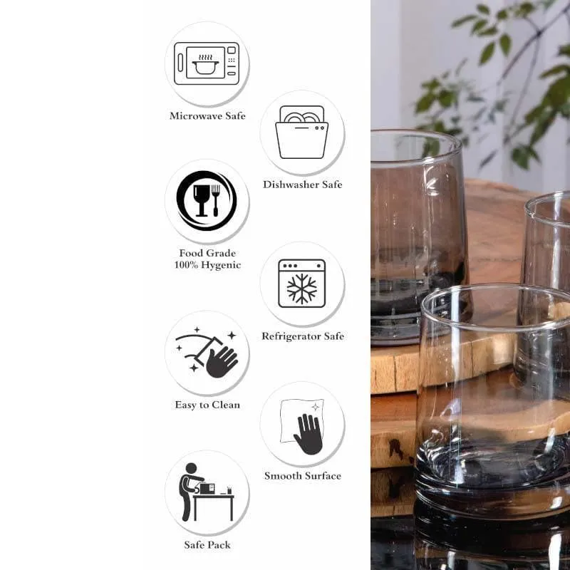 Fizzor Grey Glass Tumbler (260 ML) - Set Of Six media 6