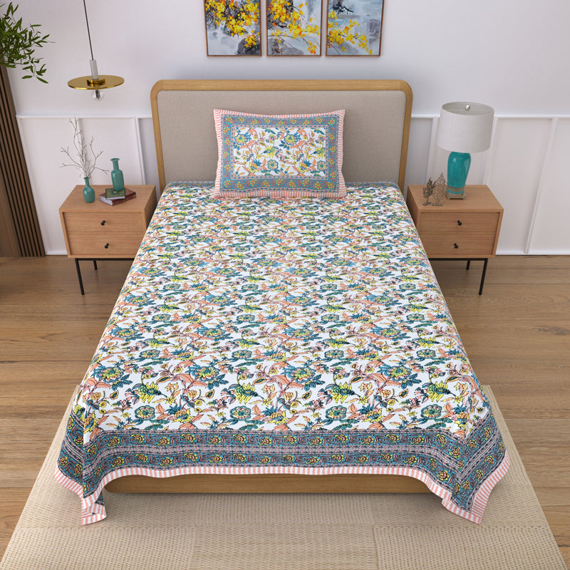 Posy Party Cotton Bedsheet (Pink) - 180 TC media 3