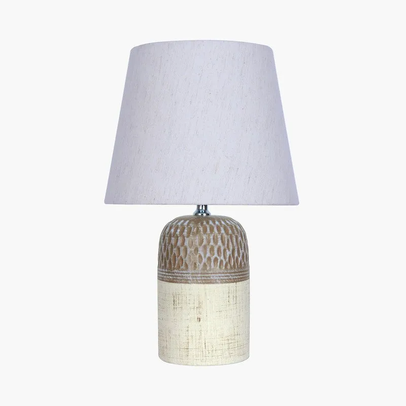 Flexora Ceramic Table Lamp with Fabric Shade - White,Brown media 3