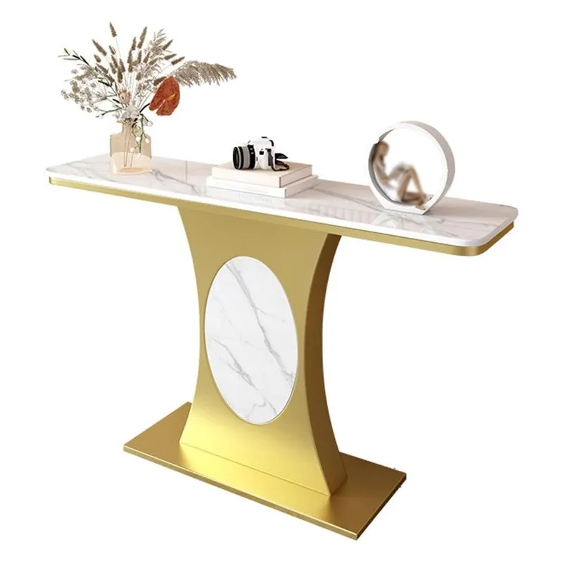 Modern Metal Console Table with Marble Top - Medium media 6