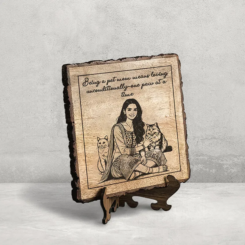 One Paw At A Time Wooden Showpiece - Square media 3