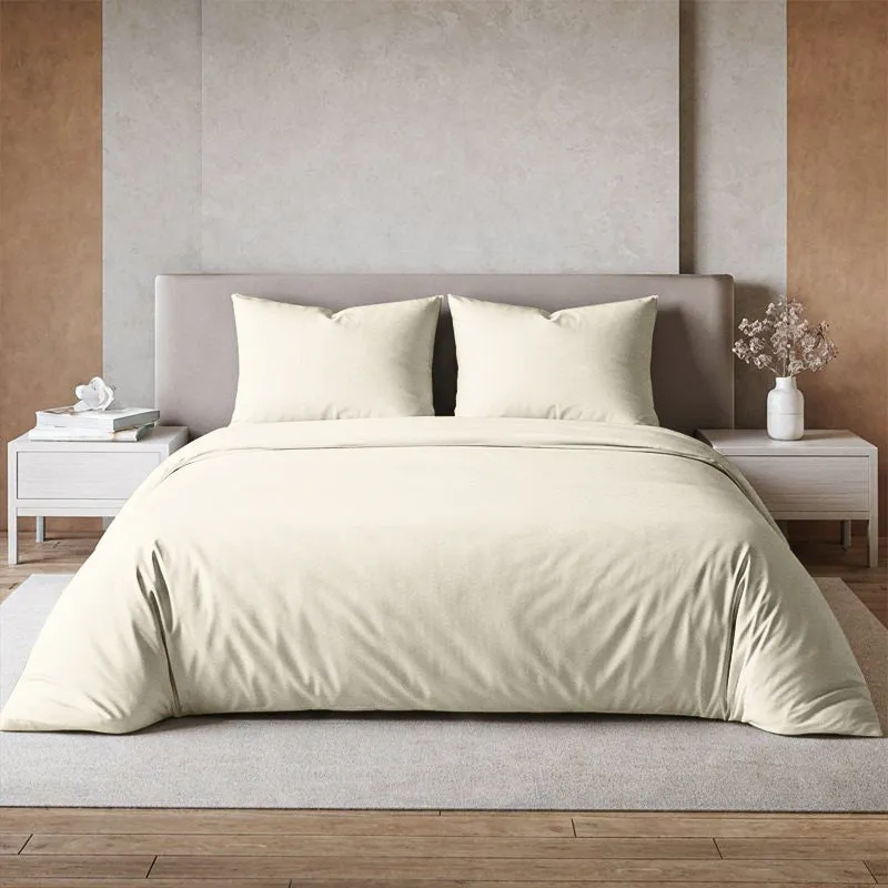 Moonweave Solid Cotton Bedsheet (Ivory) - 400 TC media 1