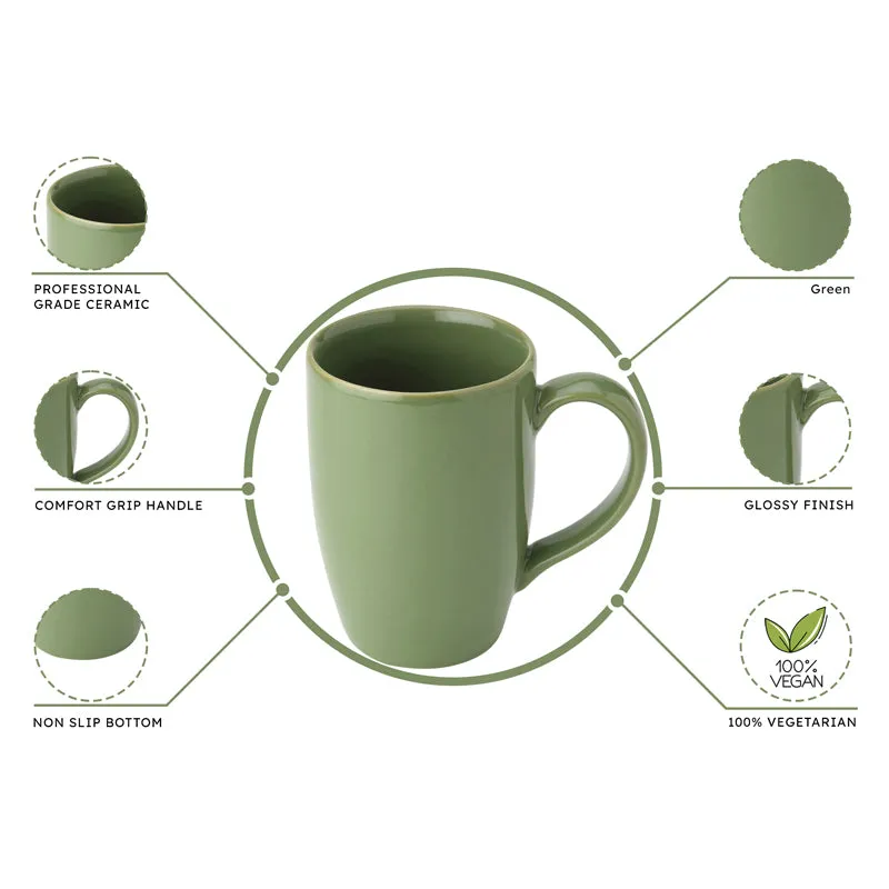 Kopi Ceramic Coffee Mug (Green/350 mL Each) - Set Of Six media 3