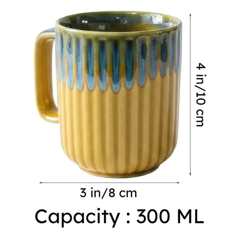 Ceramic Coffee Mug (Mustard,300 mL Each) - Set Of Four media 6