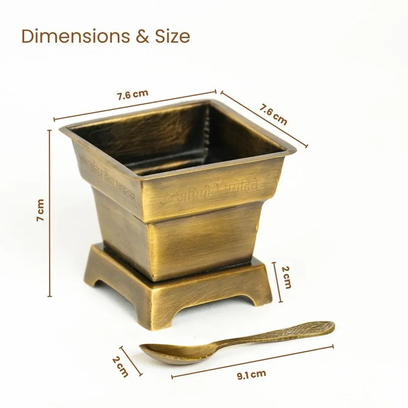 Mini Hawan Kund With Spoon (Gold) - Two Piece Set media 8