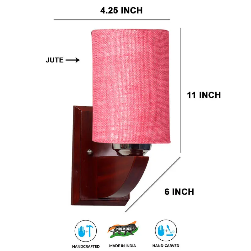 Blushy Cylindrical Wooden Wall Lamp media 7