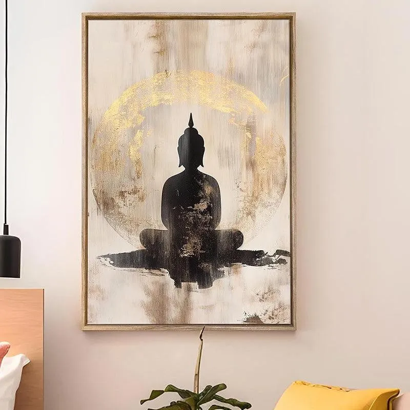 Shadow Buddha Canvas Spiritual Wall Art With Frame media 2