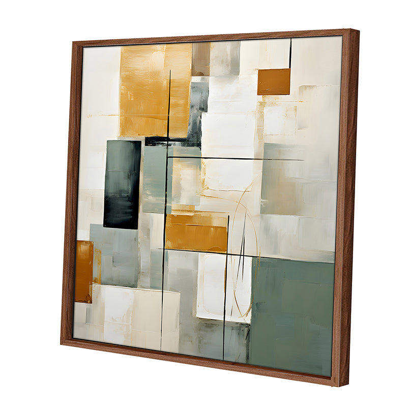 Abstract Cuboids Canvas Wall Art With Frame - Brown media 4