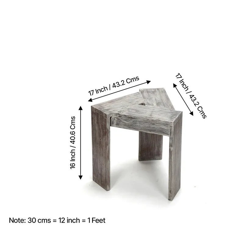 Lverox Sheesham Wooden Side & Bedside Table - Grey media 10