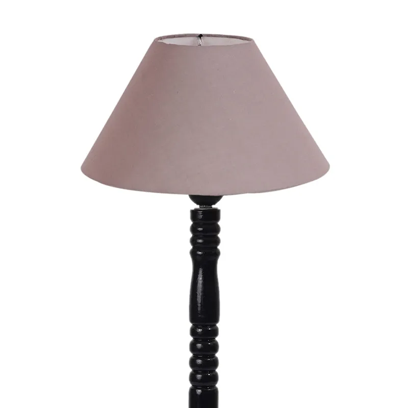 Glow Mesa Table Lamp With Carved Wooden Base - Grey,Black media 6