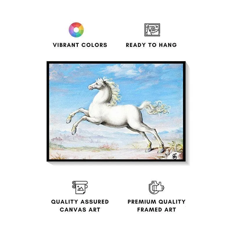 White Horse Canvas Painting By Joris Hoefnagel - Black Frame media 5