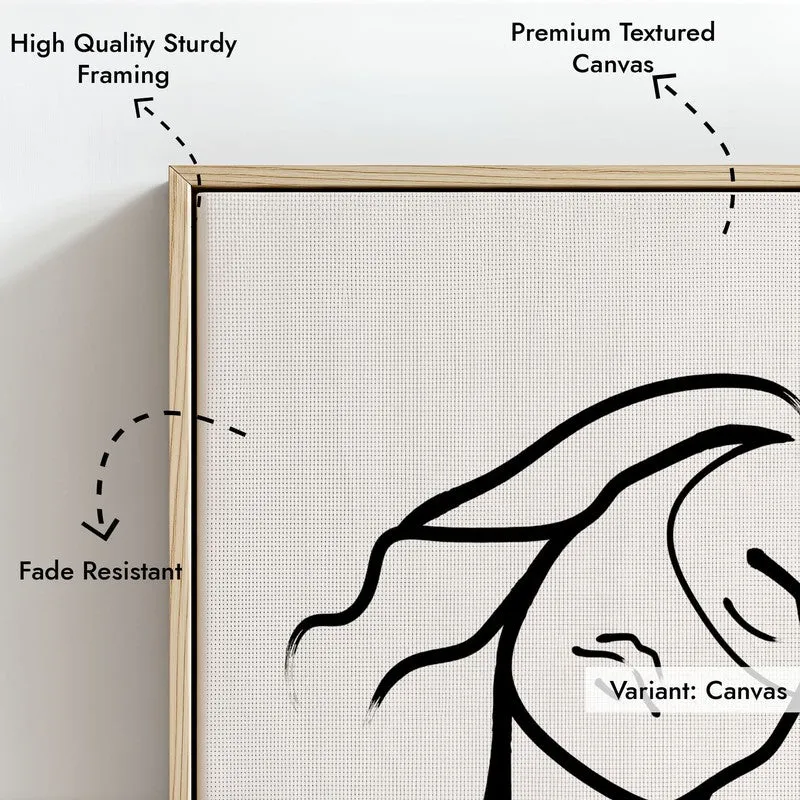 Lowered Gaze Canvas Wall Painting With Brown Frame media 7
