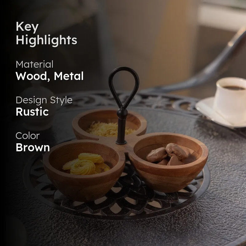 TriServe Wood Serving Bowls - 900 ML media 2