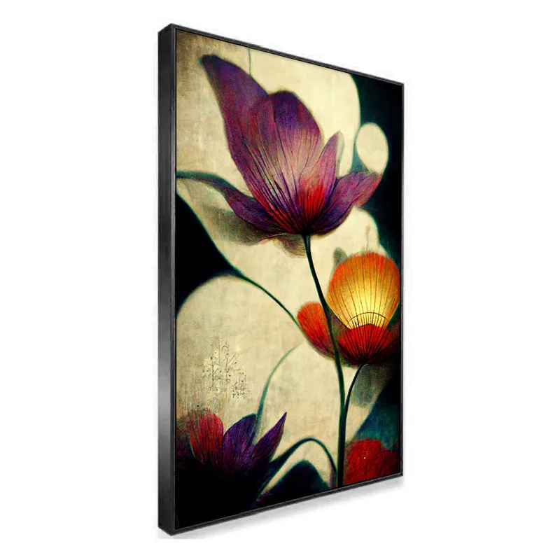 Bruised Ivory Petals Floral Canvas Wall Painting With Frame - Black media 3