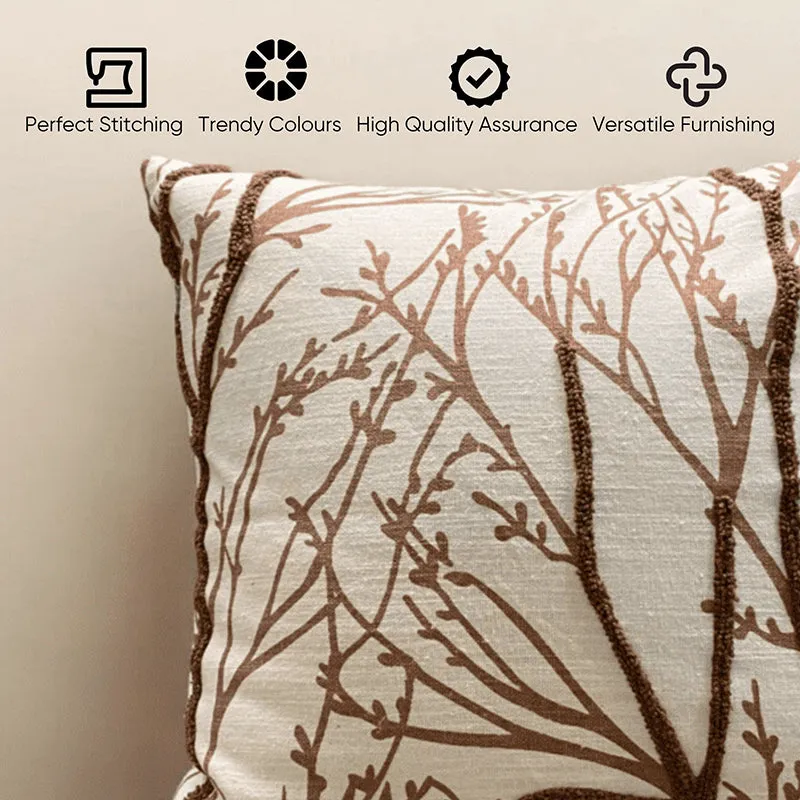 Autumn Naps Tufted Cushion Cover (White & Brown) - Set Of Two media 5