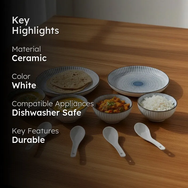 Dine Bloom Ceramic Dinner Set (300 mL Each) - 10 Piece Set media 2