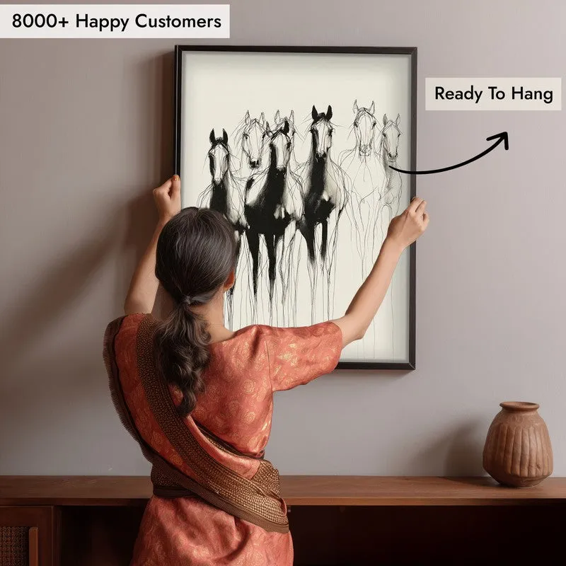 Horse Beyond Lines Wall Painting With Black Frame media 8
