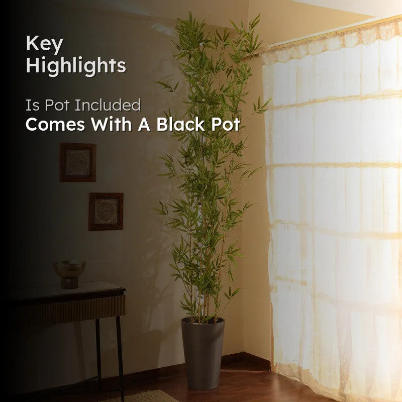 Bamboo Sticks Artificial Plant With Black Plastic Pot - 8 ft media 2