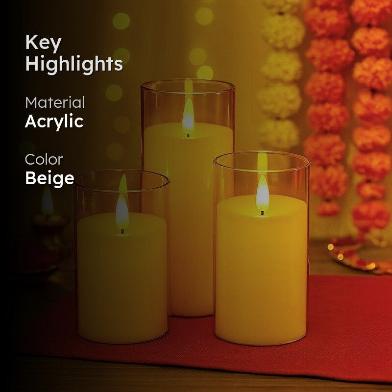 AuraFlame Decorative LED Battery Candle - Set Of Three media 2