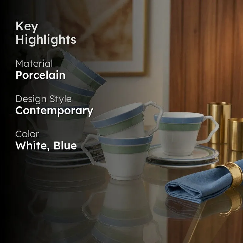 Morning Aura Porcelain Cup & Saucer (220 mL Each) - Twelve Piece Set media 2