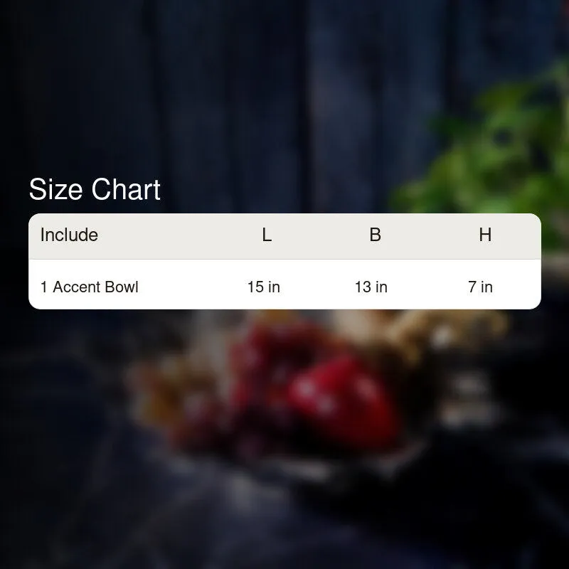 Silver panther accent bowl shown with size chart graphic