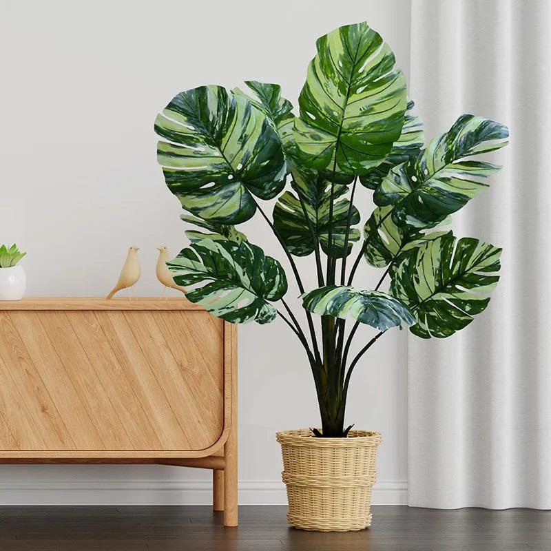 Faux  Tropical Monstera Artificial With Black Plastic Pot - 135 cm (4.4 ft) media 1