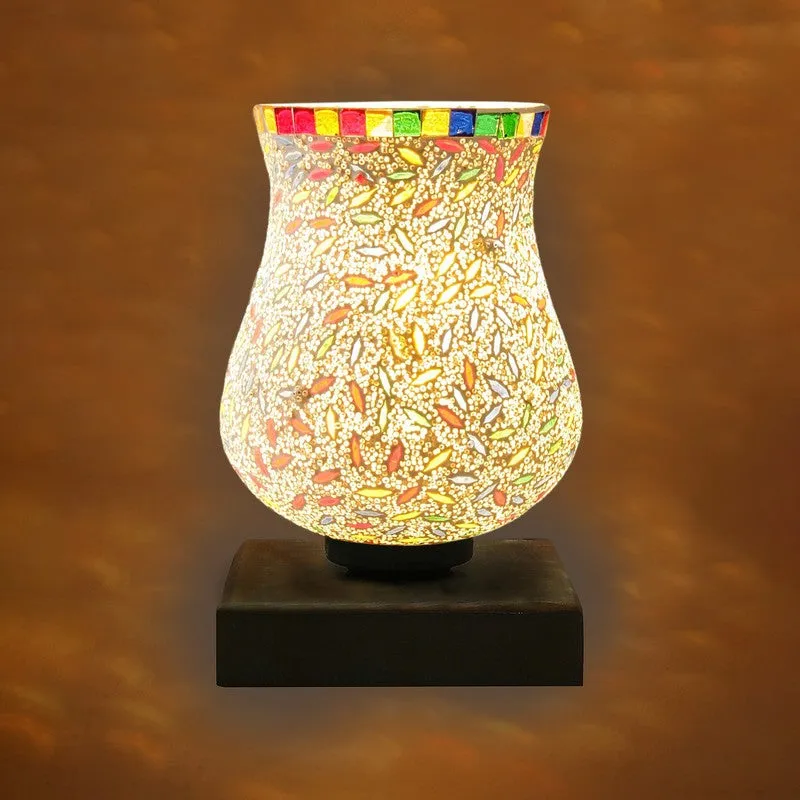 Levana Mosaic Glass Table Lamp With Wooden Base - Multicolor media 7
