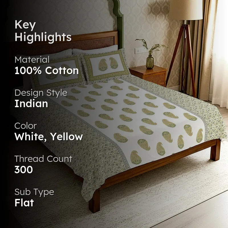 Urban Space Classic Minimal Cotton Bedsheet (Green) - 300 TC media 2