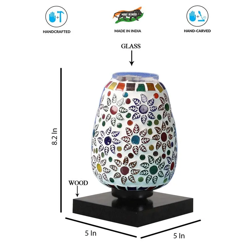 Stelloria Glass Table Lamp With Wooden Base - Multicolor media 9